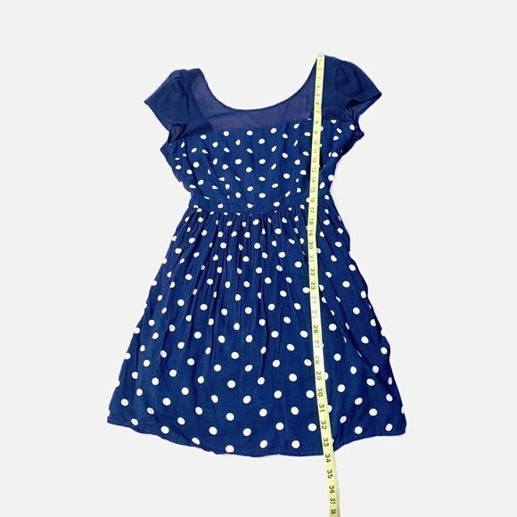 Abercrombie & Fitch Navy White Polka Dot Open Back Fit & Flare Dress Size Medium - Picture 13 of 13